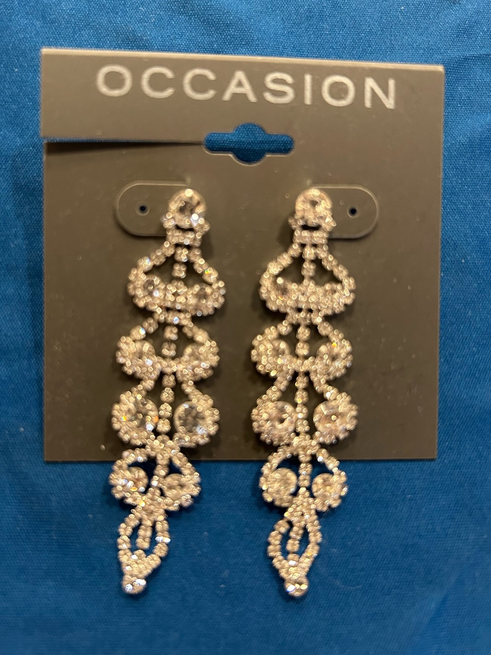Occasion Silver Crystal Chandelier Drop Earrings